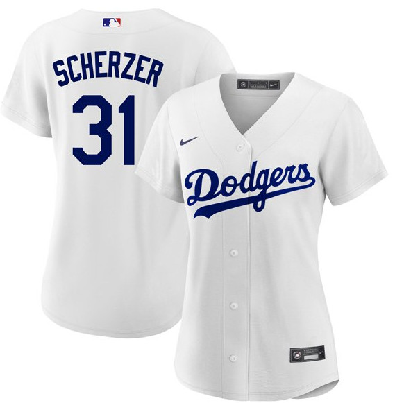 Women's Los Angeles Dodgers #31 Max Scherzer White Home Jersey