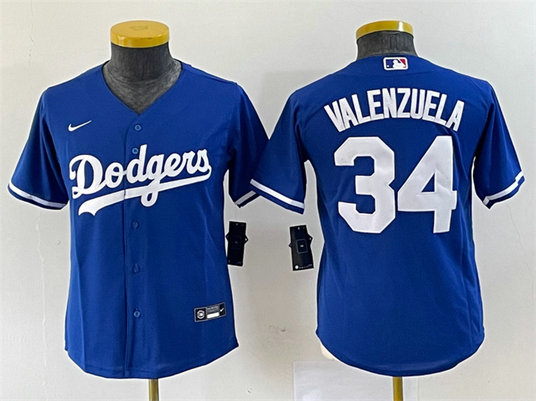 Women's Los Angeles Dodgers #34 Toro Valenzuela Royal Stitched Jersey