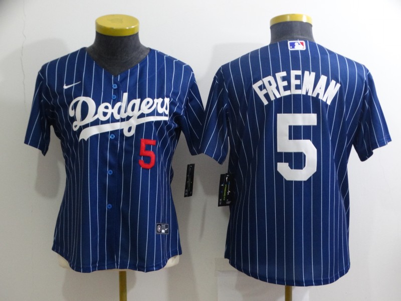 Women's Los Angeles Dodgers #5 Freddie Freeman Blue Stitched Baseball Jersey(Run Small)
