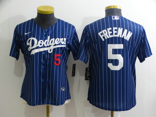 Women's Los Angeles Dodgers #5 Freddie Freeman Blue Stitched Baseball Jersey