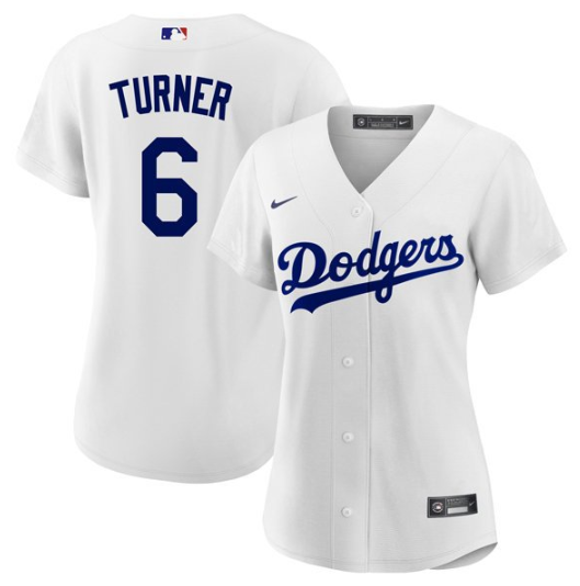 Women's Los Angeles Dodgers #6 Trea Turner White Stitched Baseball Jersey
