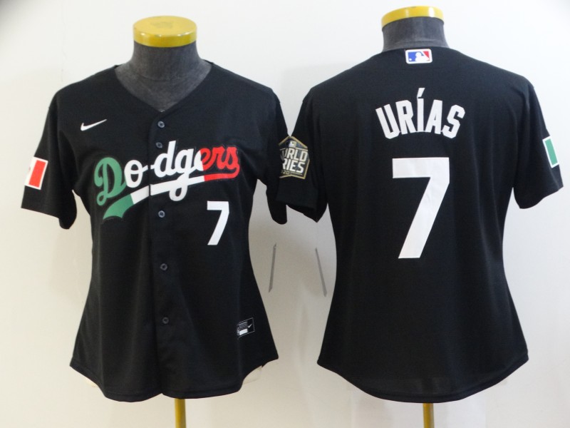 Women's Los Angeles Dodgers #7 Julio Urias Black Cool Base Stitched Jersey