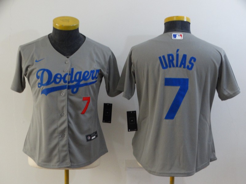 Women's Los Angeles Dodgers #7 Julio Urias Grey Cool Base Stitched Baseball Jersey