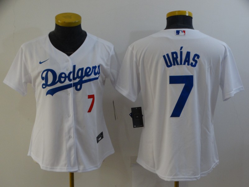 Women's Los Angeles Dodgers #7 Julio Urias White Cool Base Stitched Baseball Jersey