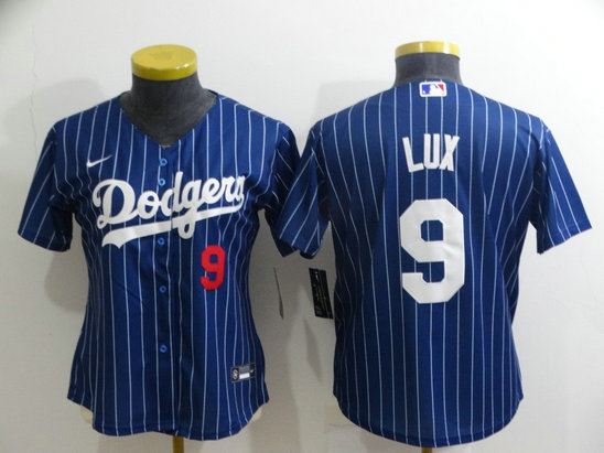 Women's Los Angeles Dodgers #9 Gavin Lux Blue Stitched Baseball Jersey