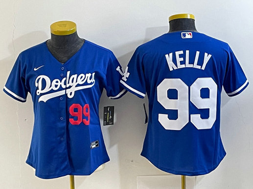 Women's Los Angeles Dodgers #99 Joe Kelly Blue With Patch Stitched Jersey