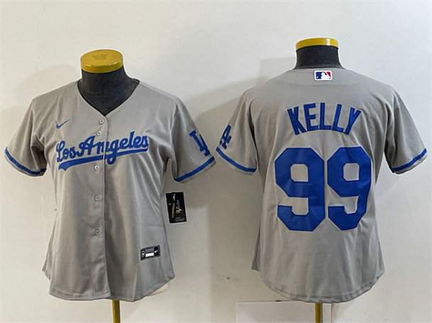 Women's Los Angeles Dodgers #99 Joe Kelly Grey Stitched Jersey