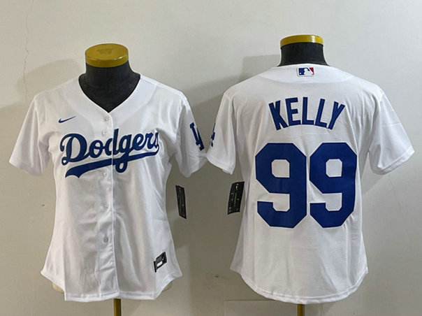 Women's Los Angeles Dodgers #99 Joe Kelly White Stitched Jersey