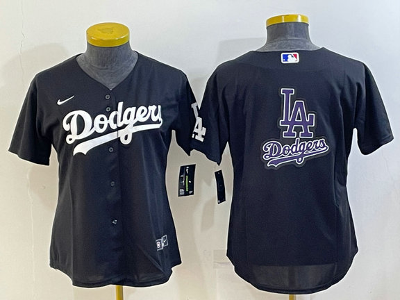 Women's Los Angeles Dodgers Black Team Big Logo Stitched Jersey