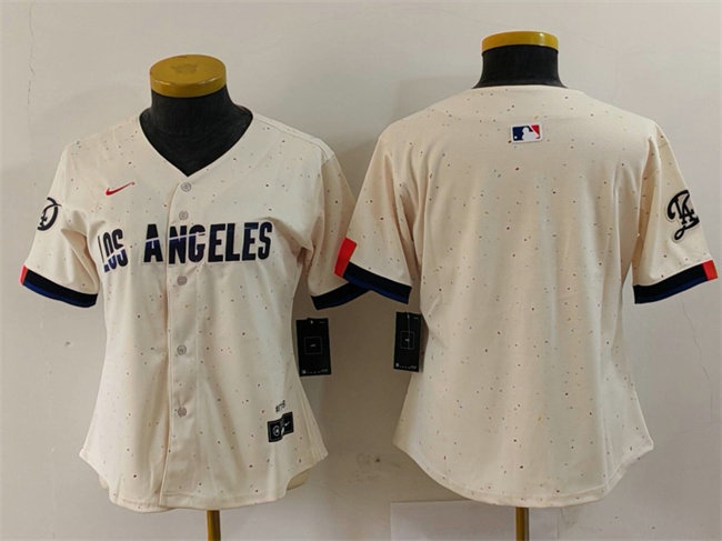 Women's Los Angeles Dodgers Blank Cream 2024 City Connect Limited Stitched Jersey