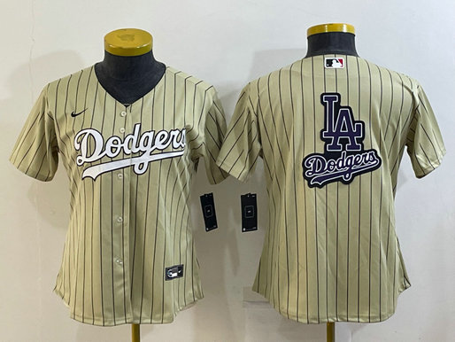 Women's Los Angeles Dodgers Cream Team Big Logo Stitched Jersey