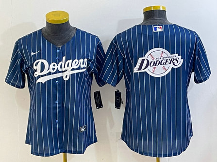 Women's Los Angeles Dodgers Navy Team Big Logo Stitched Jersey
