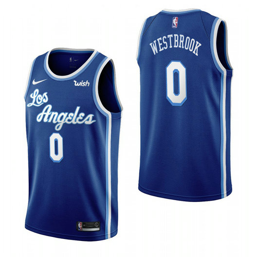 Women's Los Angeles Lakers #0 Russell Westbrook Women's Blue 2019-20 Classic Edition Stitched NBA Jersey