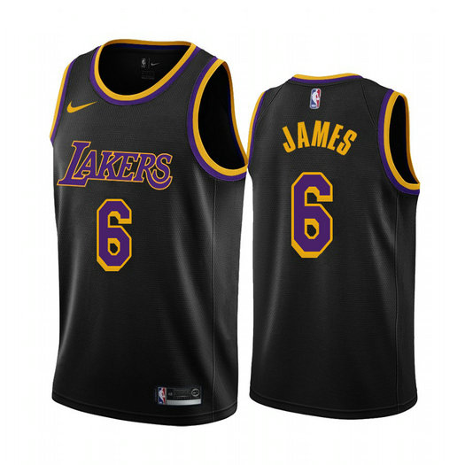 Women's Los Angeles Lakers #6 LeBron James Black Women's NBA Swingman 2020-21 Earned Edition Jersey