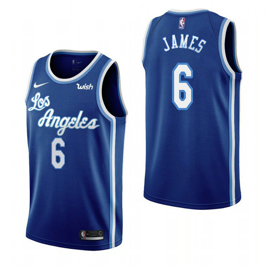 Women's Los Angeles Lakers #6 Lebron James Blue 2019-20 Classic Edition Stitched Women's NBA Jersey