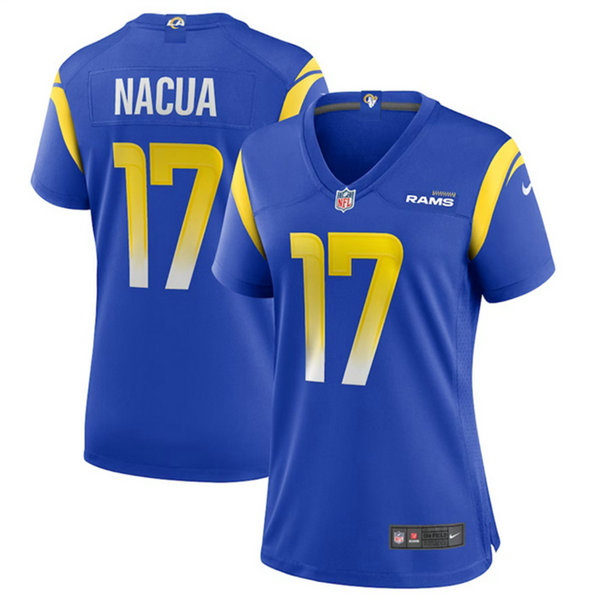 Women's Los Angeles Rams #17 Puka Nacua Blue Stitched Game Jersey