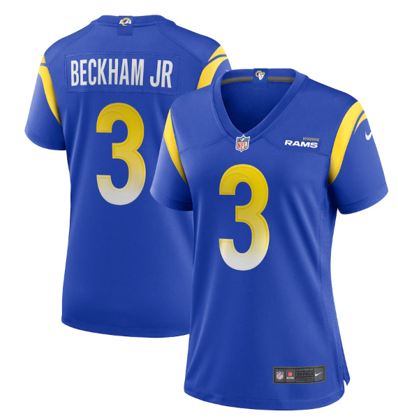 Women's Los Angeles Rams #3 Odell Beckham Jr. Royal Vapor Untouchable Limited Stitched Jersey