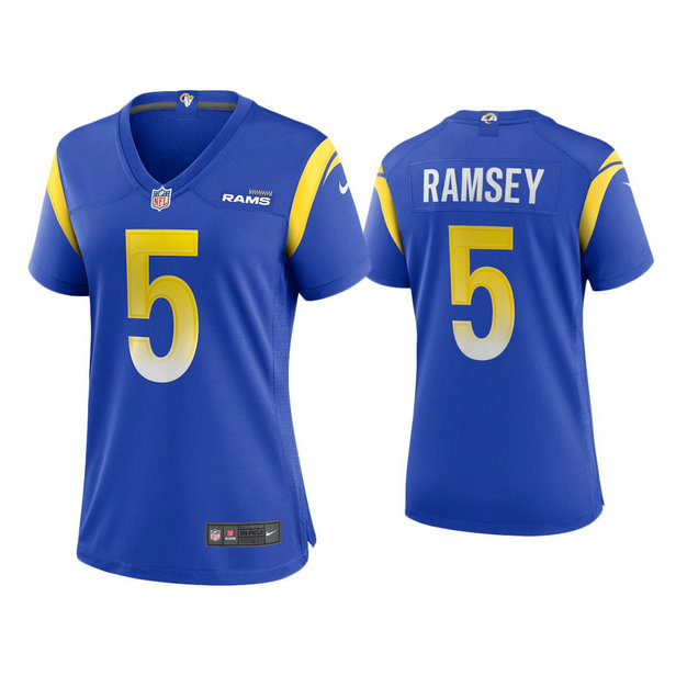 Women's Los Angeles Rams #5 Jalen Ramsey Royal Vapor Untouchable Limited Stitched Jersey