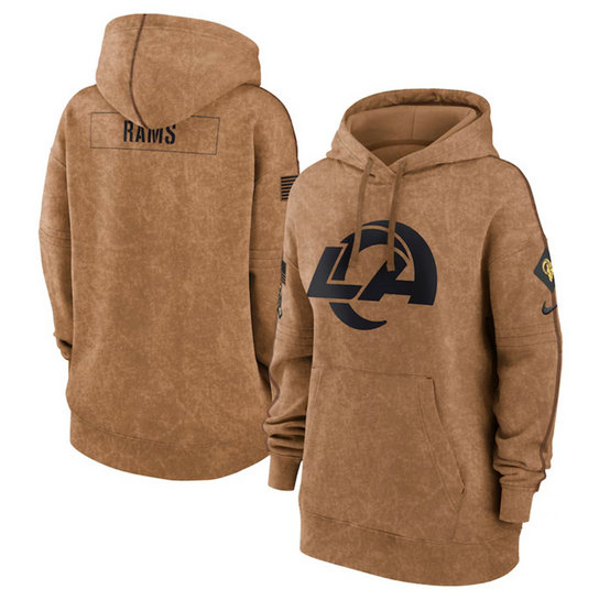 Women's Los Angeles Rams 2023 Brown Salute To Service Pullover Hoodie