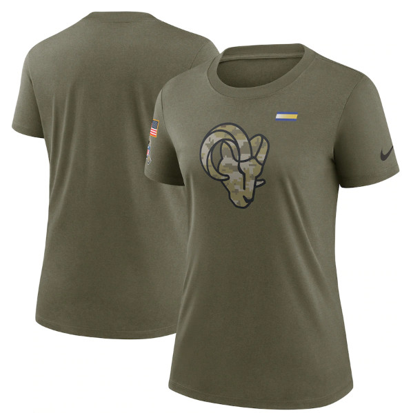 Women's Los Angeles Rams Olive 2021 Salute To Service T-Shirt 