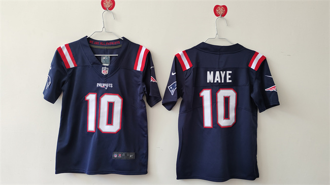 Women's New England Patriots #10 Drake Maye 2024 Draft Navy Vapor Untouchable Limited Stitched Jersey
