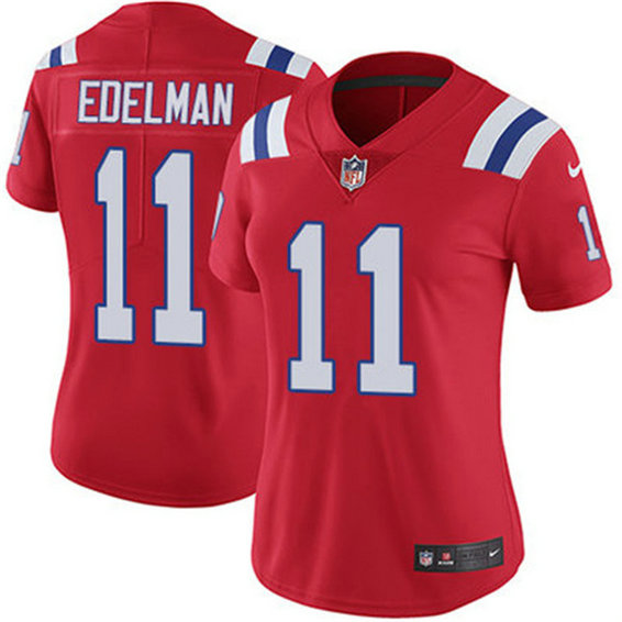 Women's New England Patriots #11 Julian Edelman Red Vapor Untouchable Stitched Jersey