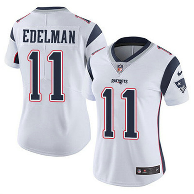 Women's New England Patriots #11 Julian Edelman White Vapor Untouchable Stitched Jersey(Run Small)