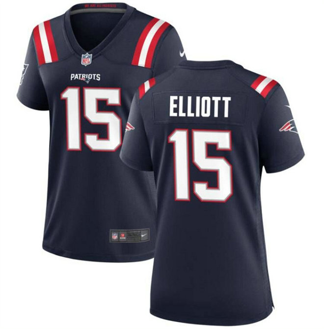 Women's New England Patriots #15 Ezekiel Elliott Navy Stitched Jersey