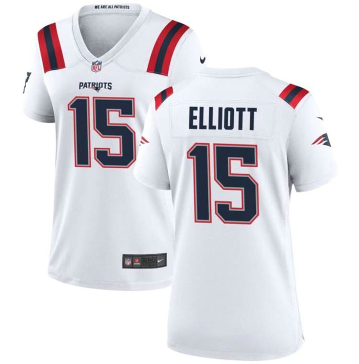 Women's New England Patriots #15 Ezekiel Elliott White Stitched Jersey