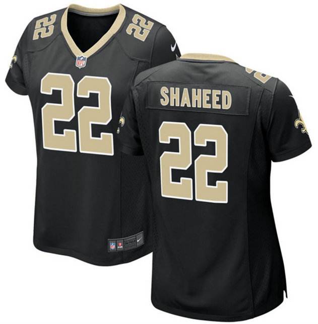 Women's New Orleans Saints #22 Rashid Shaheed Black Stitched Game Jersey