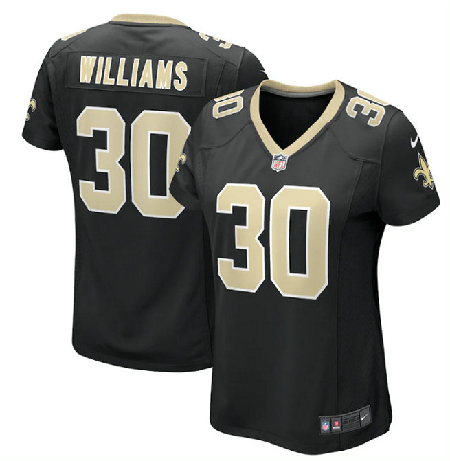 Women's New Orleans Saints #30 Jamaal Williams Black Stitched Game Jersey
