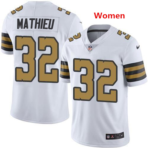Women's New Orleans Saints #32 Tyrann Mathieu White Color Rush Limited Stitched Jersey