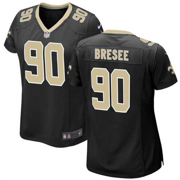 Women's New Orleans Saints #90 Bryan Bresee Black 2023 Draft Stitched Game Jersey