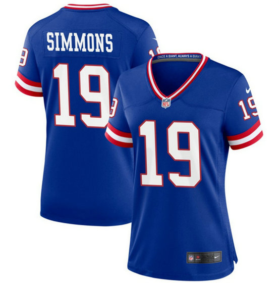 Women's New York Giants #19 Isaiah Simmons Royal Classic Retired Player Stitched Jersey