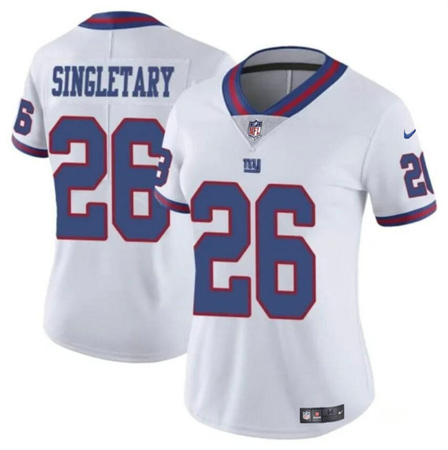 Women's New York Giants #26 Devin Singletary White Color Rush Stitched Jersey