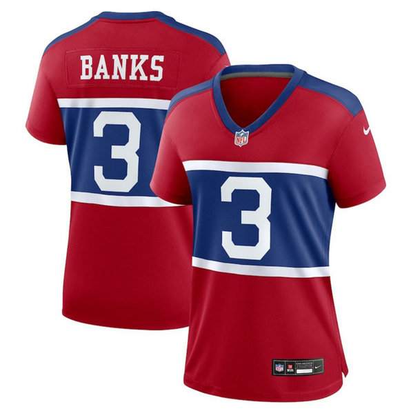 Women's New York Giants #3 Deonte Banks Century Red Alternate Vapor Limited Stitched Football Jersey
