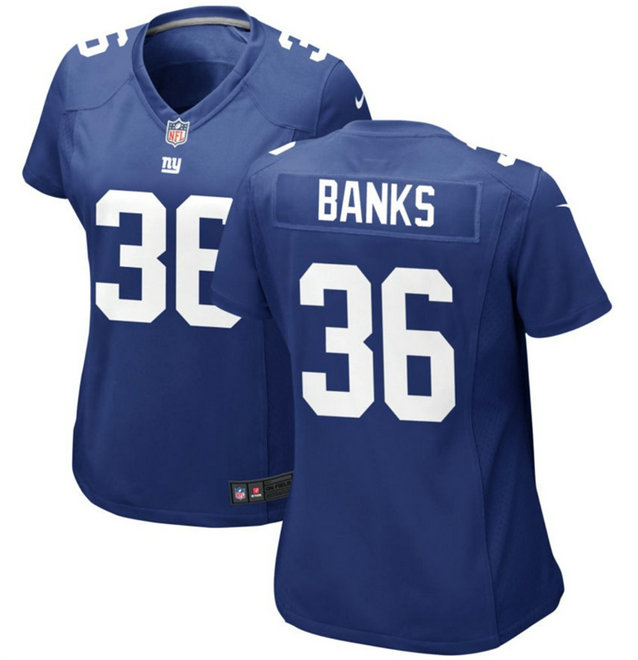 Women's New York Giants #36 Deonte Banks Blue Stitched Game Jersey