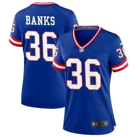 Women's New York Giants #36 Deonte Banks Royal Classic Stitched Jersey