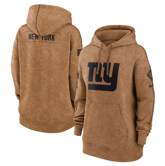 Women's New York Giants 2023 Brown Salute To Service Pullover Hoodie