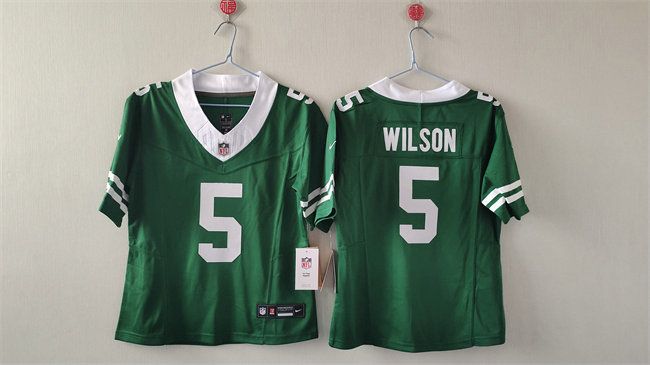 Women's New York Jets #5 Garrett Wilson Green 2024 F.U.S.E Vapor Stitched Football Jersey