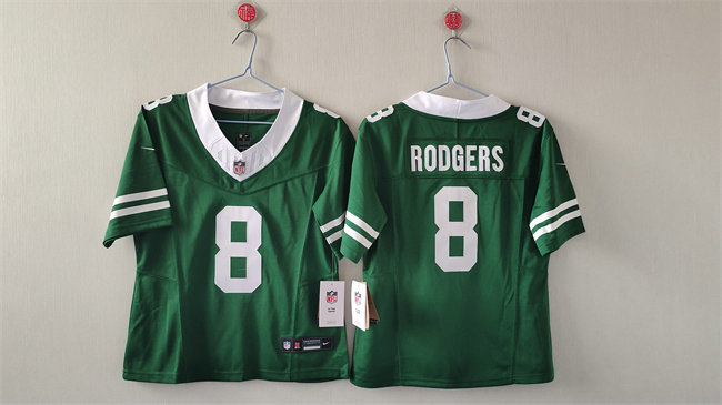 Women's New York Jets #8 Aaron Rodgers Green 2024 F.U.S.E Vapor Stitched Football Jersey