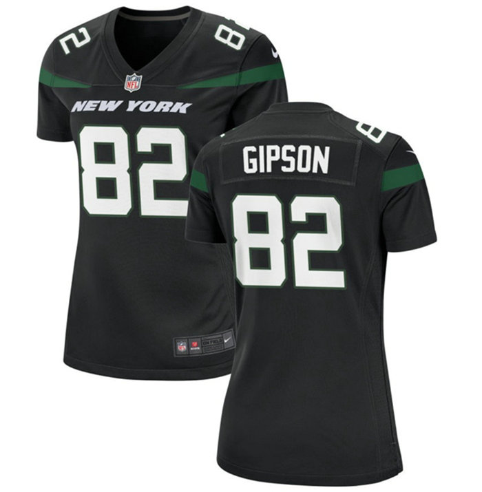 Women's New York Jets #82 Xavier Gipson Black Stitched Football Jersey