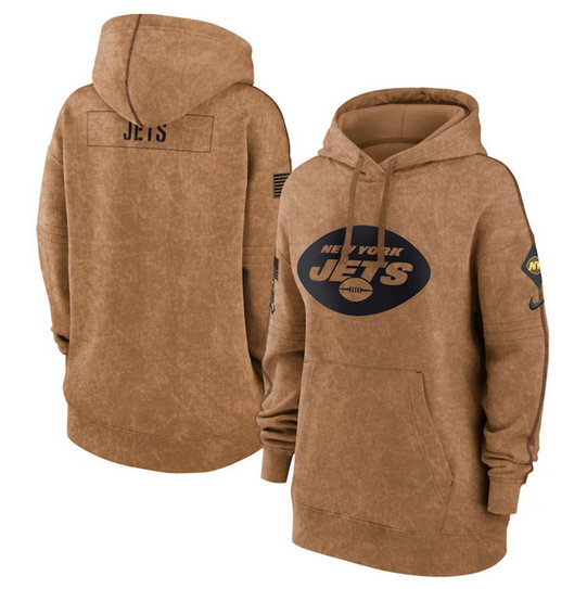 Women's New York Jets 2023 Brown Salute To Service Pullover Hoodie