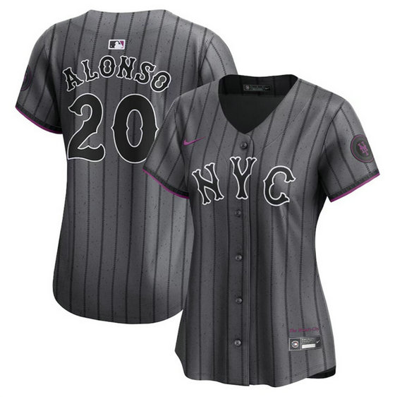 Women's New York Mets #20 Pete Alonso Graphite 2024 City Connect Limited Stitched Baseball Jersey