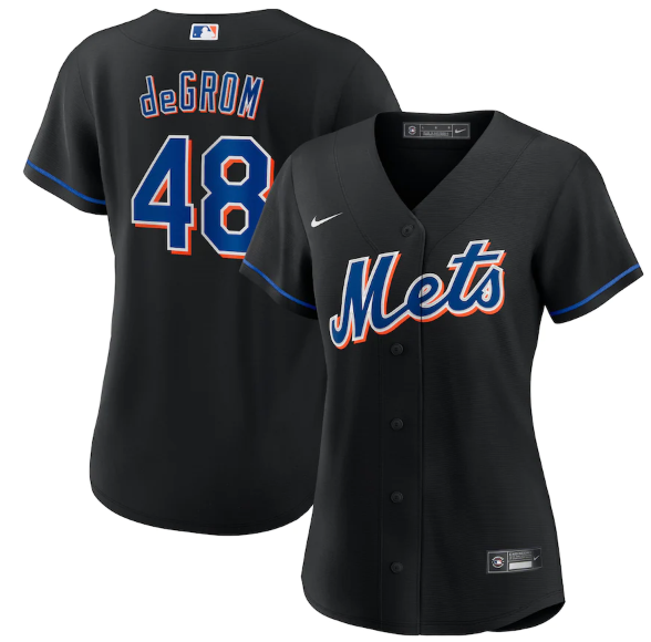 Women's New York Mets #48 Jacob DeGrom 2022 Black Cool Base Stitched MLB Jersey