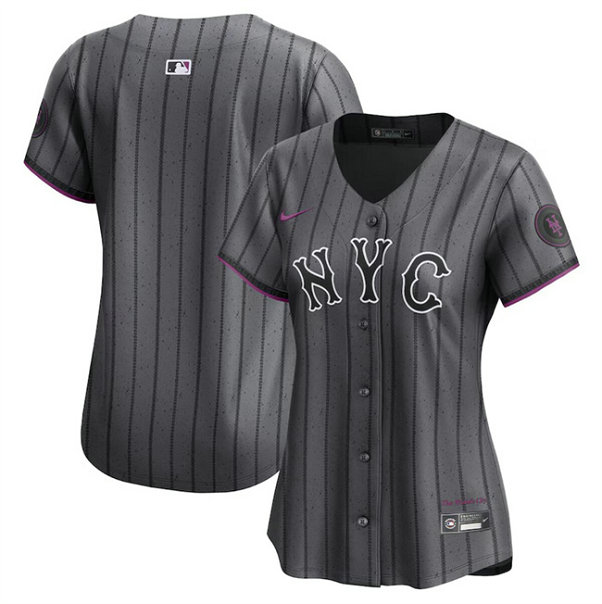 Women's New York Mets Blank Graphite 2024 City Connect Limited Stitched Baseball Jersey