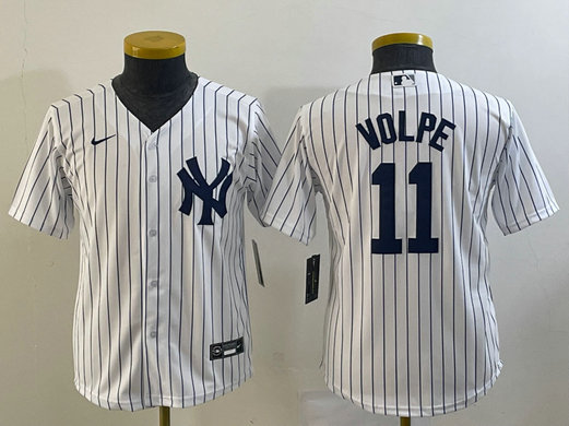 Women's New York Yankees #11 Anthony Volpe White Cool Base Stitched Jersey