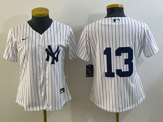 Women's New York Yankees #13 Alex Rodriguez White Cool Base Stitched Jersey