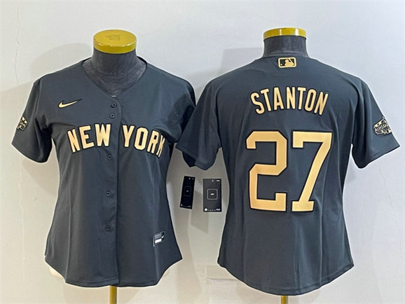 Women's New York Yankees #27 Giancarlo Stanton 2022 All-Star Charcoal Stitched Baseball Jersey