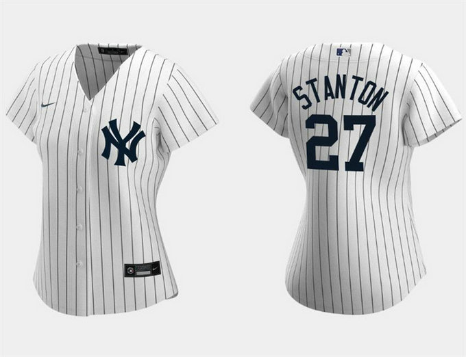 Women's New York Yankees #27 Giancarlo Stanton White Cool Base Stitched Jersey